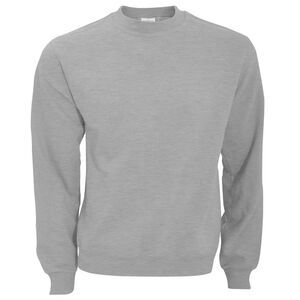 B&C Mens Crew Neck Sweatshirt Top S-3XL / Heather Gray